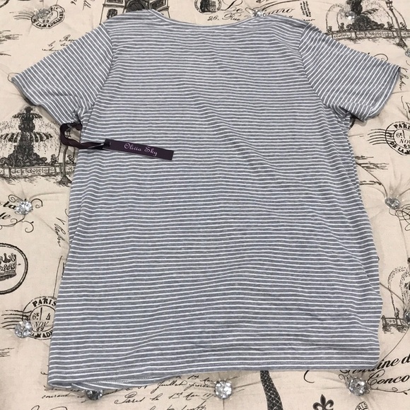 🎁 Olivia Sky Ruched Striped Tee - Picture 4 of 6
